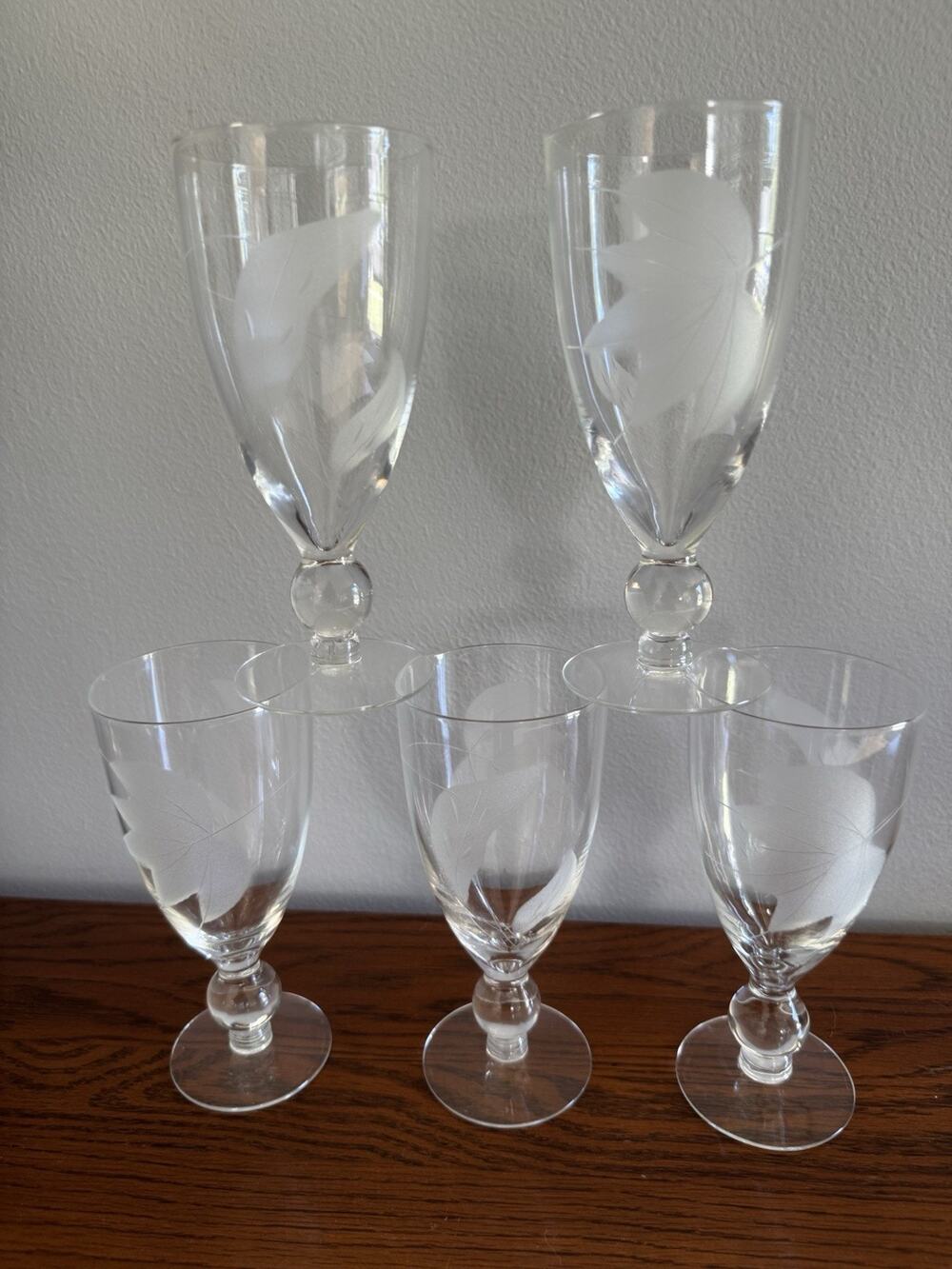 Set Of 5 McBride Cameo Stemmed Goblets